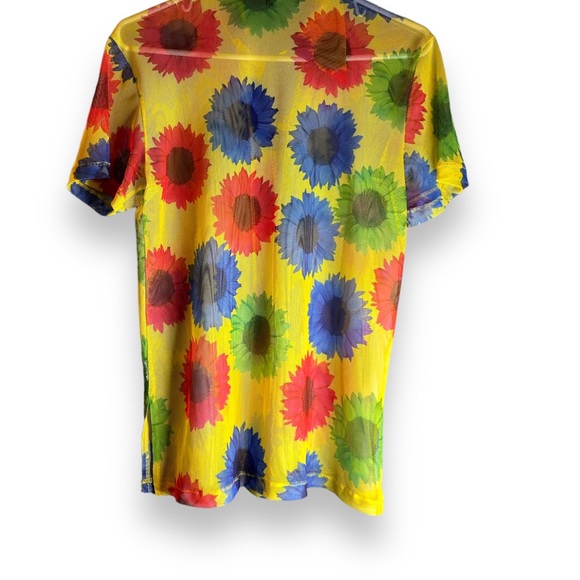 UNIF Mesh Floral Button Up Flower Daisy Shirt Size XS Women’s Trendy Festival - Picture 5 of 6